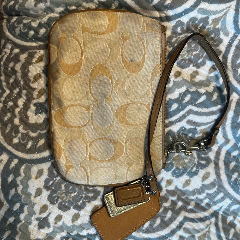 Gold Wristlet with Signature Pattern